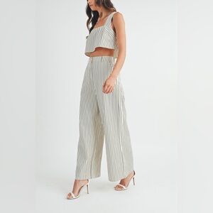 MABLE Striped White and Black Women's Jumpsuit